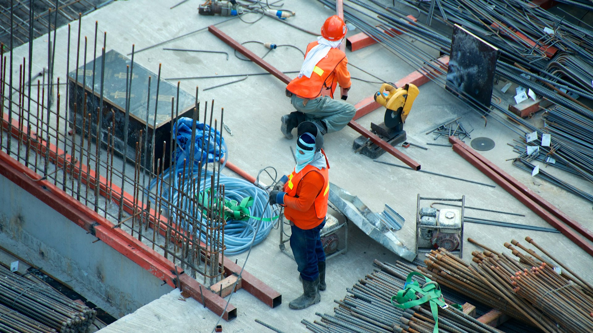 Construction site with modern building under development